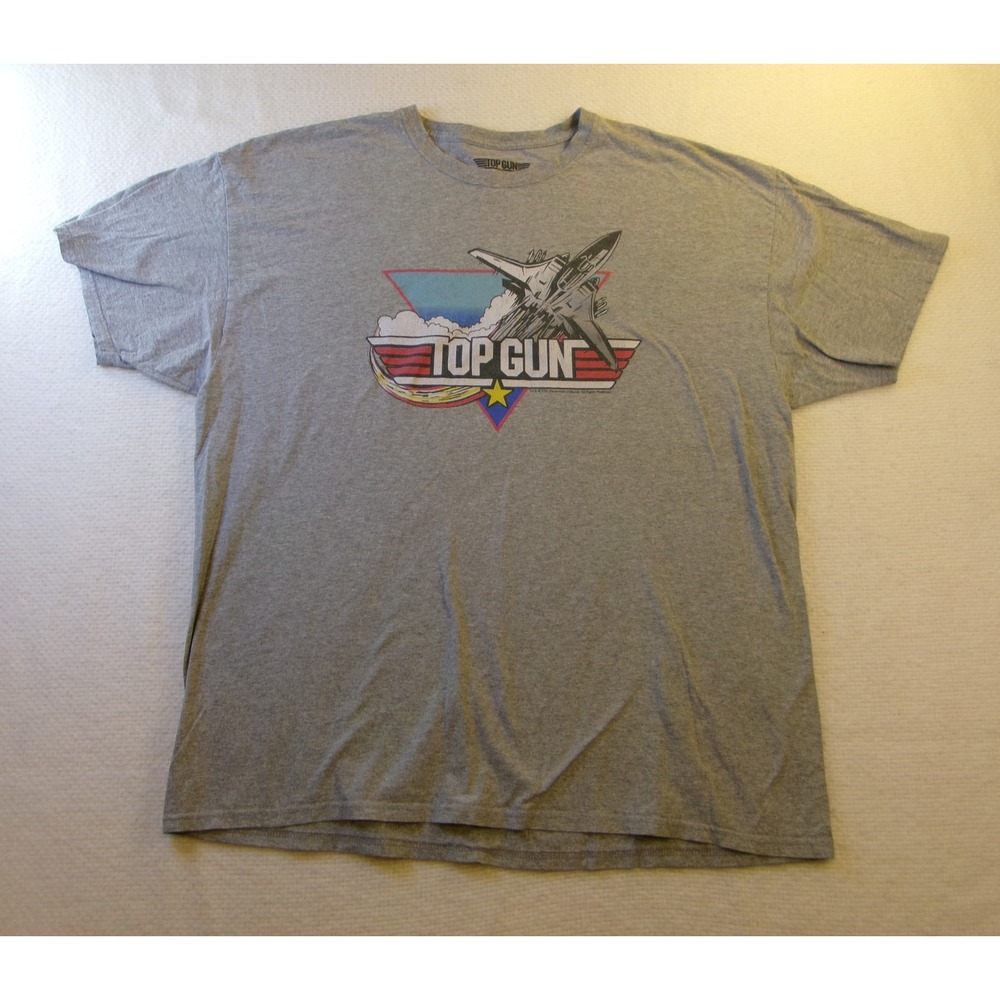 Top Gun Graphic T-Shirt‎ Mens 2XL Gray Paramount Pictures Movie Logo Jet Fighter